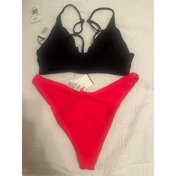 L*Space Siren Bikini Top Black with Cabana Bottom Cherry NEW NWT - Picture 7 of 11